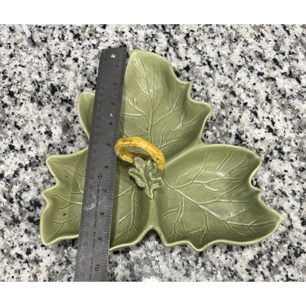 Williams-Sonoma Barbara Eigen Harvest Pumpkin 3 Leaf Relish Dish Olive Green